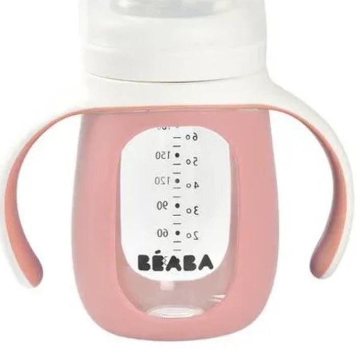 Copo de Transição 2em1 em Vidro Beaba Old Pink 4-36m 210ml