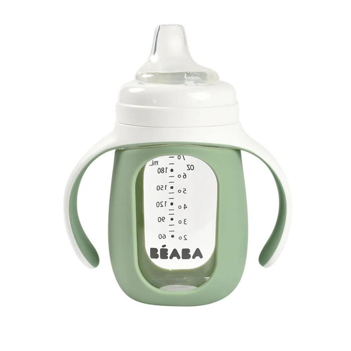 Copo de Transição 2em1 em Vidro Beaba Sage Green 4-36m 210ml