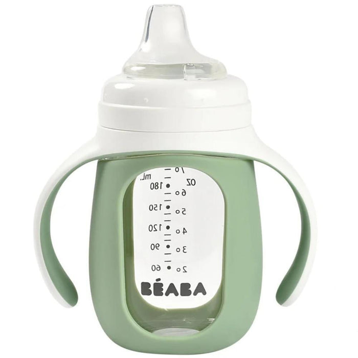 Copo de Transição 2em1 em Vidro Beaba Sage Green 4-36m 210ml