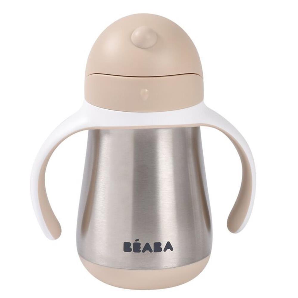 Copo em Inox com Palhinha e Asas Beaba Beige 250ml