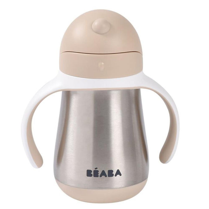 Copo em Inox com Palhinha e Asas Beaba Beige 250ml