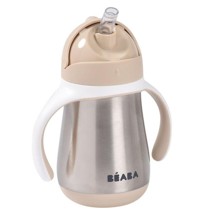 Copo em Inox com Palhinha e Asas Beaba Beige 250ml