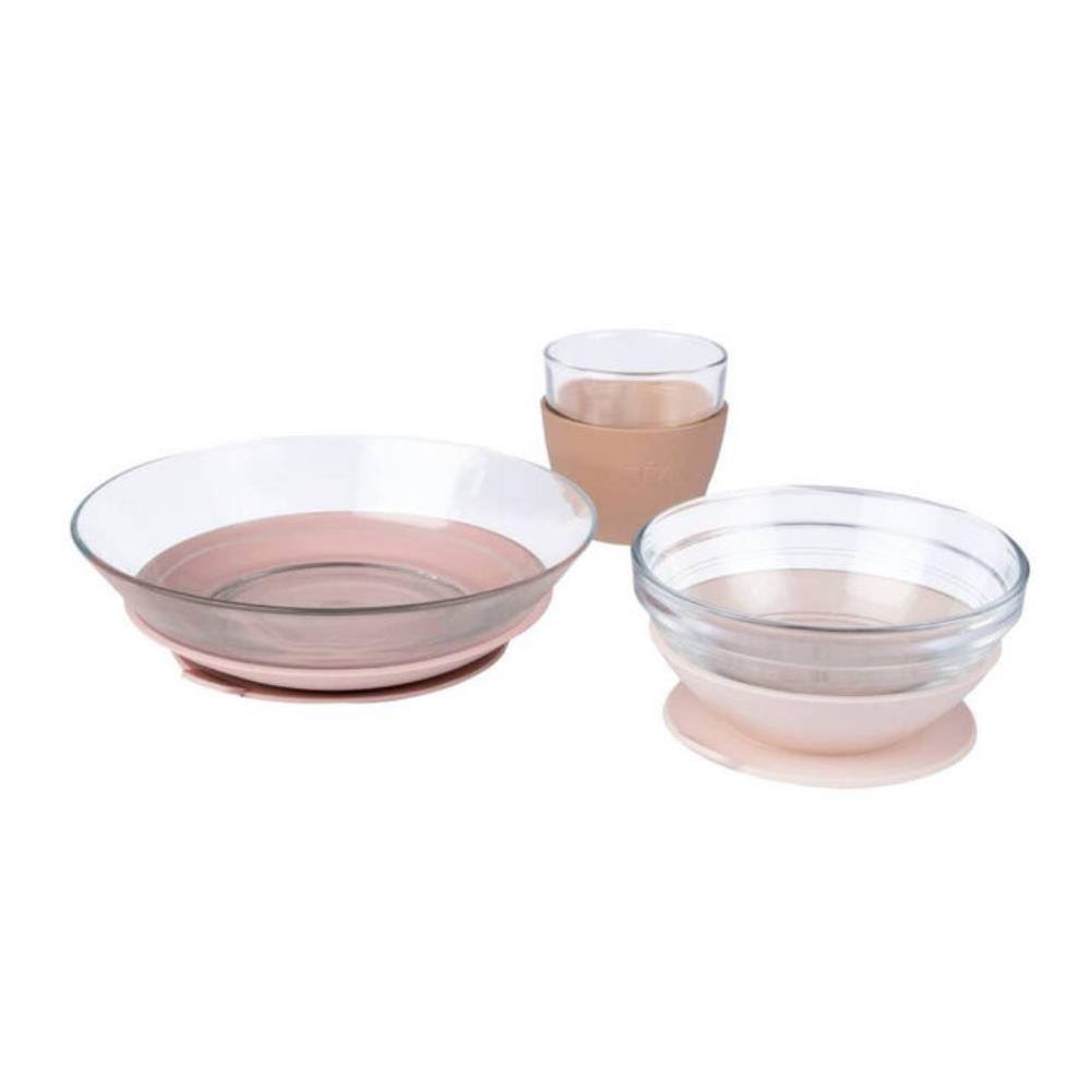 Conjunto de Refeição em Vidro Beaba Cotton Candy 3 Peças