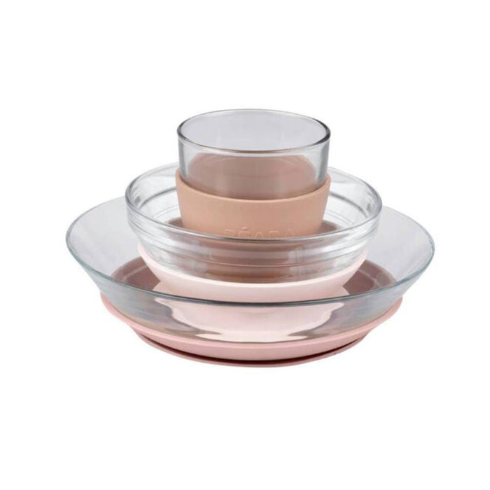 Conjunto de Refeição em Vidro Beaba Cotton Candy 3 Peças
