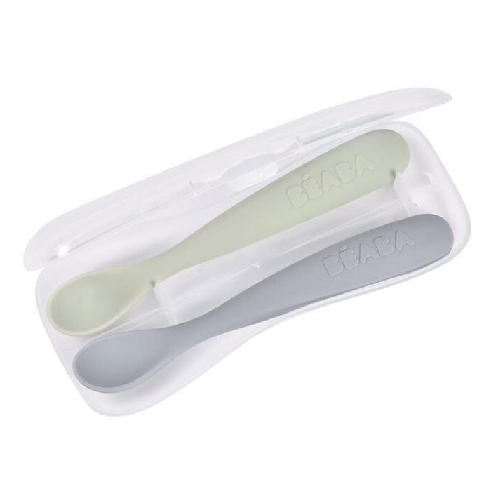 2 Colheres em Silicone com Caixa Beaba Pebble/Green