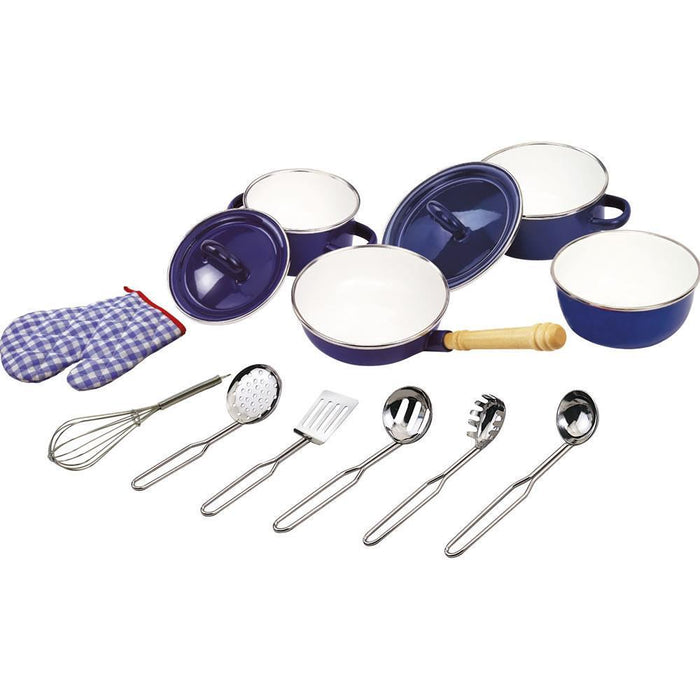 Juego de 13 accesorios de cocina azul/blanco