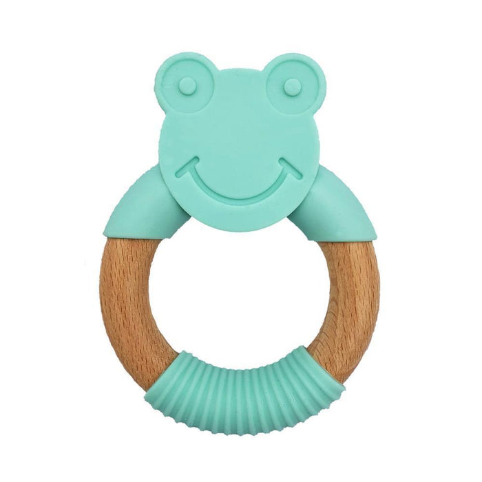 Green Wooden and Silicone Frog Teether