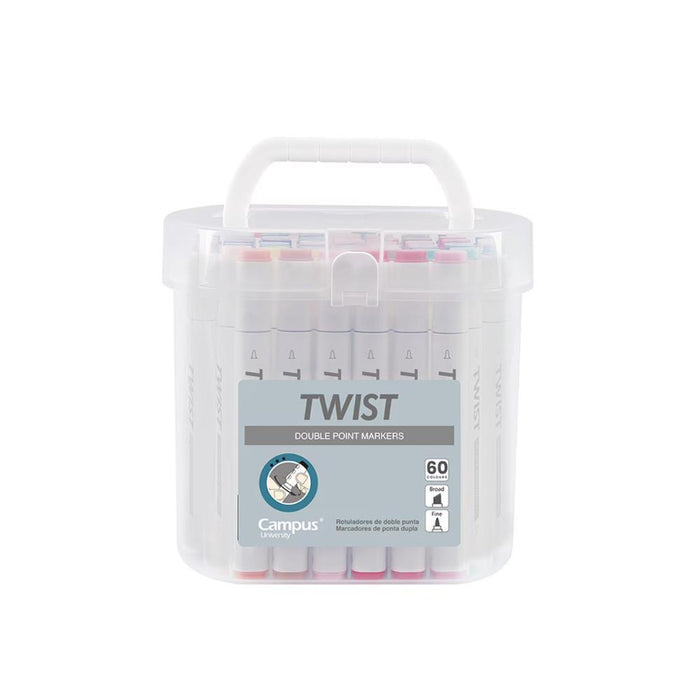Marcadores Campus Twist com Ponta Dupla 60 Cores 5mm