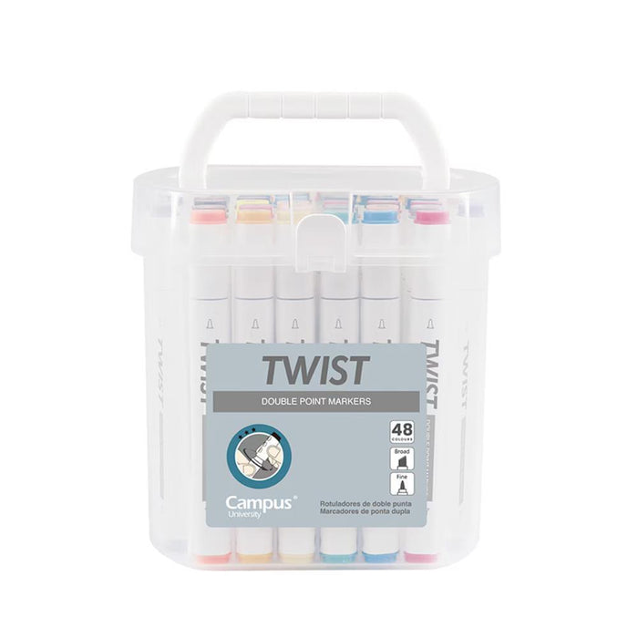 Marcadores Campus Twist com Ponta Dupla 48 Cores 5mm