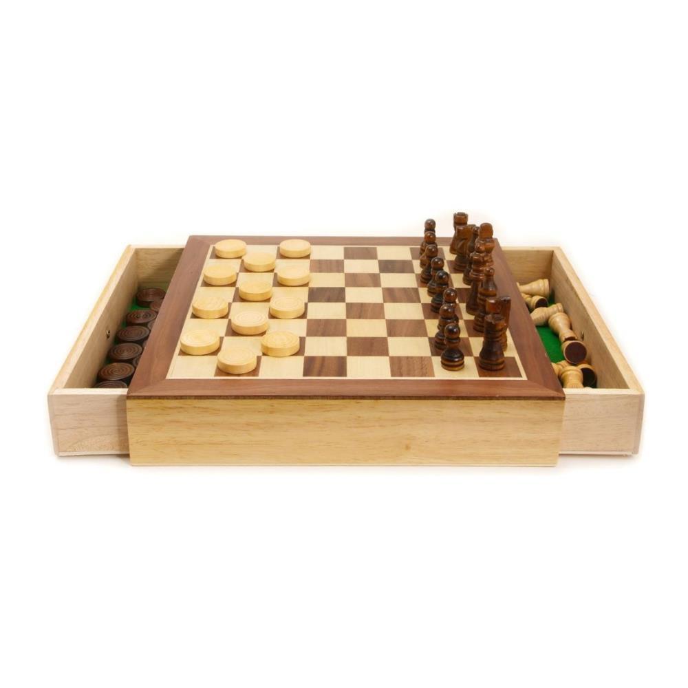 Olive Wood Chess and Checkers Set