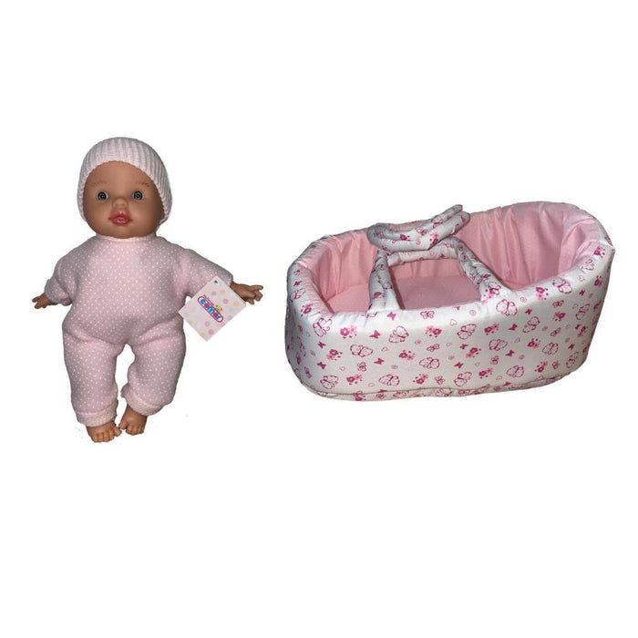 Boneco Bebé com Sons e Alcofa 28 cm