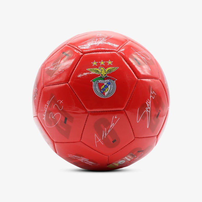 Bola de Futebol Vermelha com Assinaturas Benfica