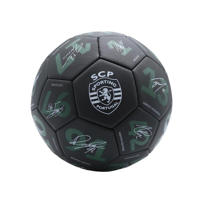 Bola de Futebol Preta com Assinaturas Sporting
