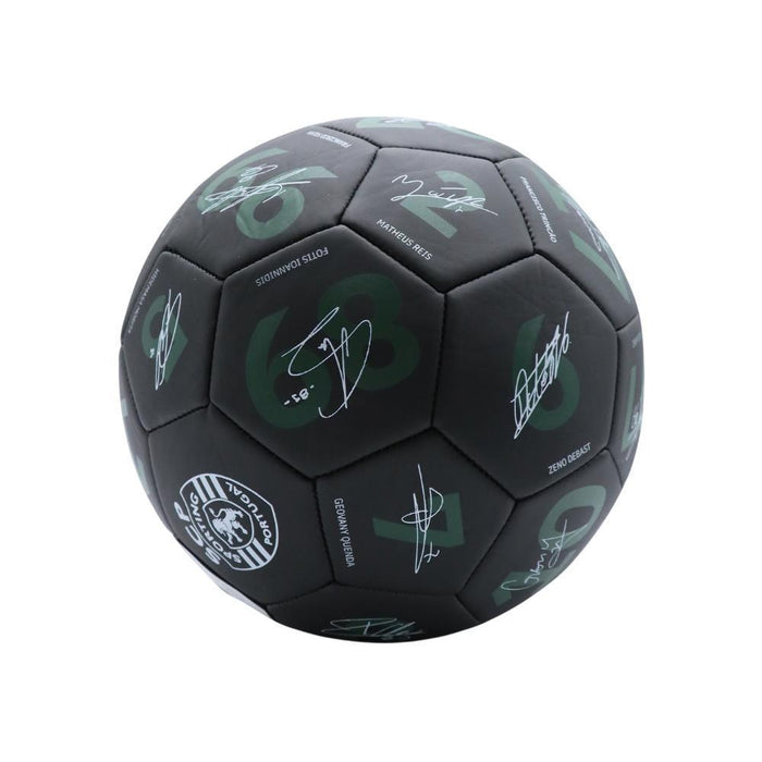 Bola de Futebol Preta com Assinaturas Sporting
