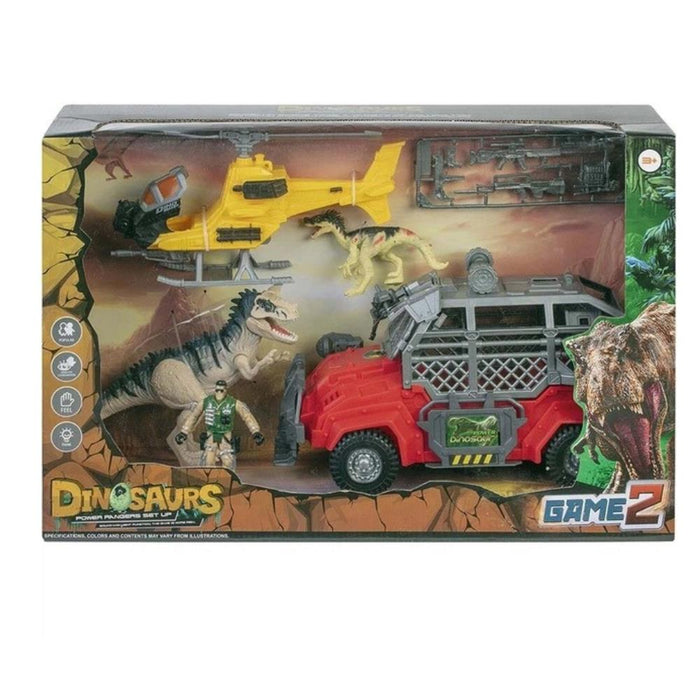 Conjunto Dinossauro com 3 Veículos Game 2 Toi-Toys