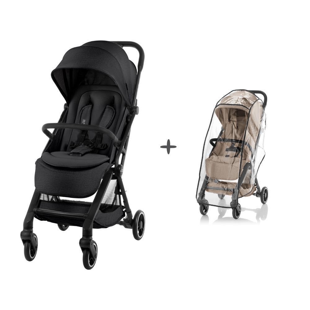 Britax Römer Flylite Stroller Carbon Black + Raincover Bundle