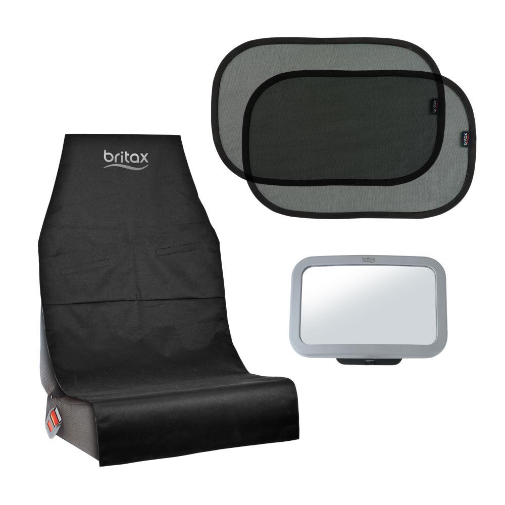 Juego Britax Römer con protector de asiento, 2 parasoles y espejo retrovisor.