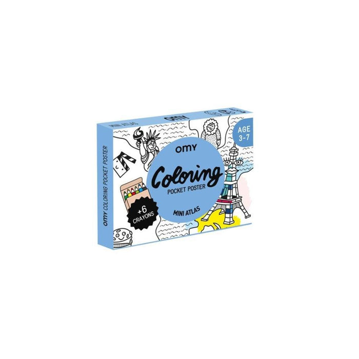 Mini Atlas para Colorir com 6 Lápis OMY