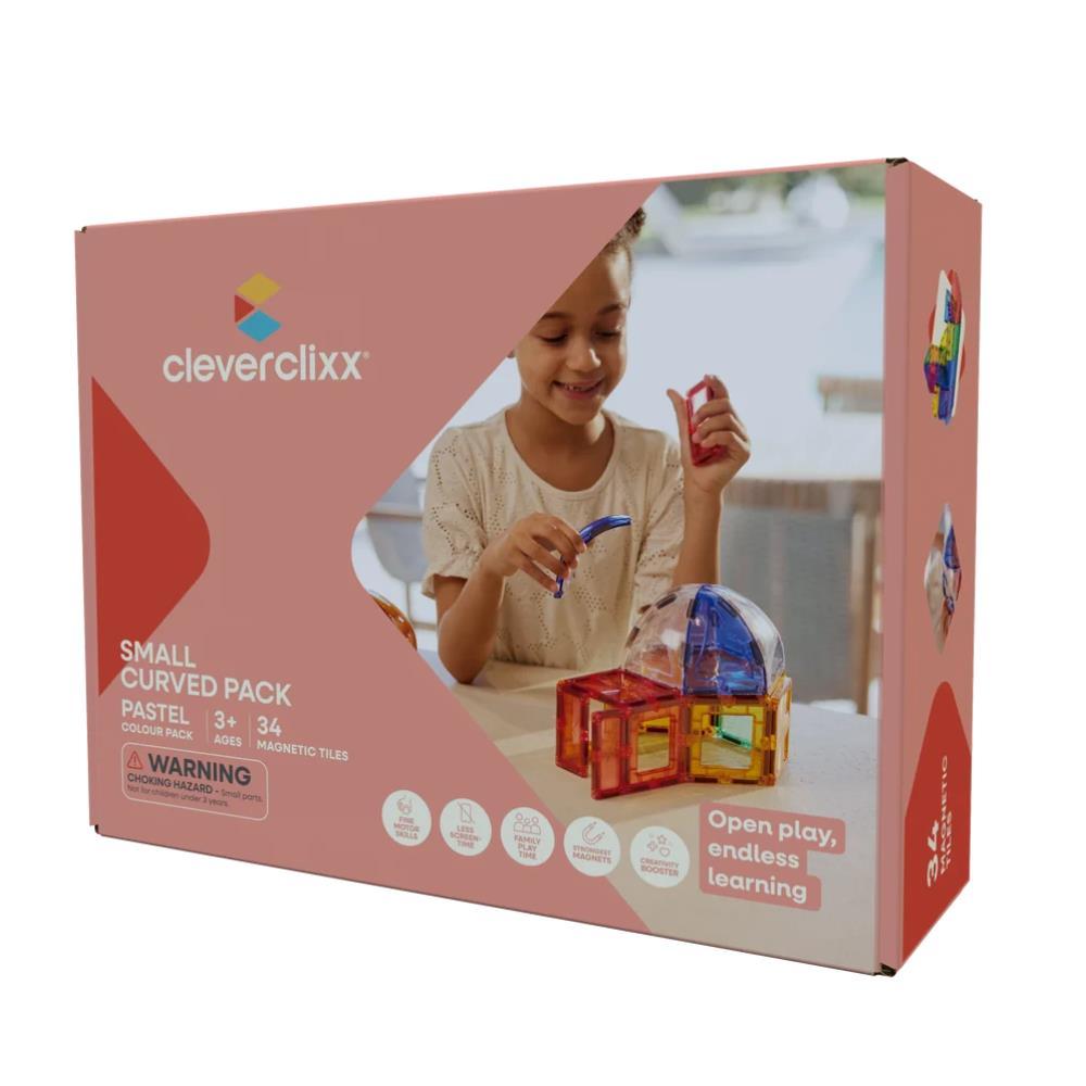 Jogo de Construções Magnéticas Clever Clixx Curved Pastel 34 Peças