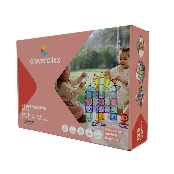 Jogo de Construção Magnética Clever Clixx Large Pastel 125 Peças