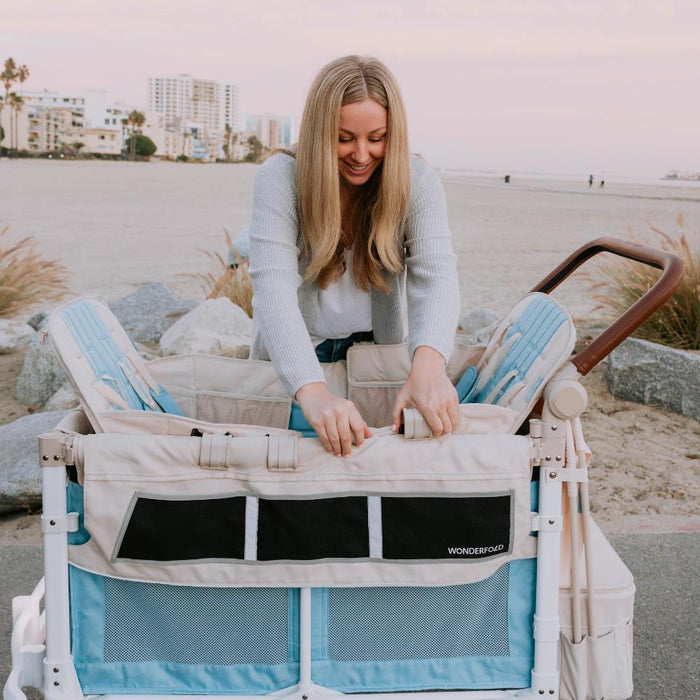 Wonderfold VW Stroller Wagon Blondie Blue 4 Lugares