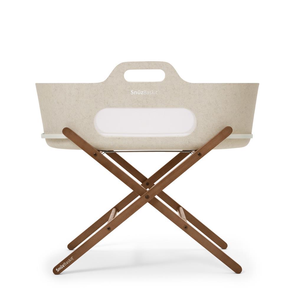 SnüzBaskit Barley Moses Basket with Walnut Stand