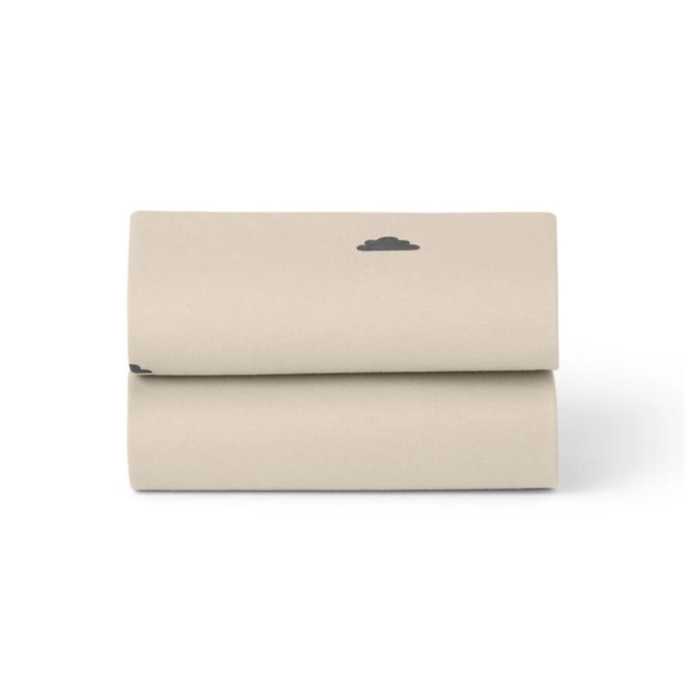 2 Snüz Fitted Crib Sheets Sand/Cloud 30x75cm