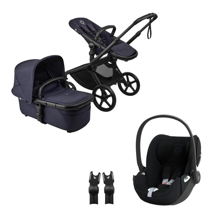 Pack Bugaboo Fox5 Renew Completo  Black/Indigo Blue + Cybex Cloud T Plus Sepia Black 45-87cm + Adaptadores