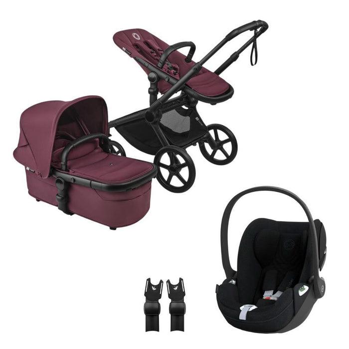 Pack Bugaboo Fox5 Renew Completo Black/Dark Cherry + Cybex Cloud T Plus Sepia Black 45-87cm + Adaptadores