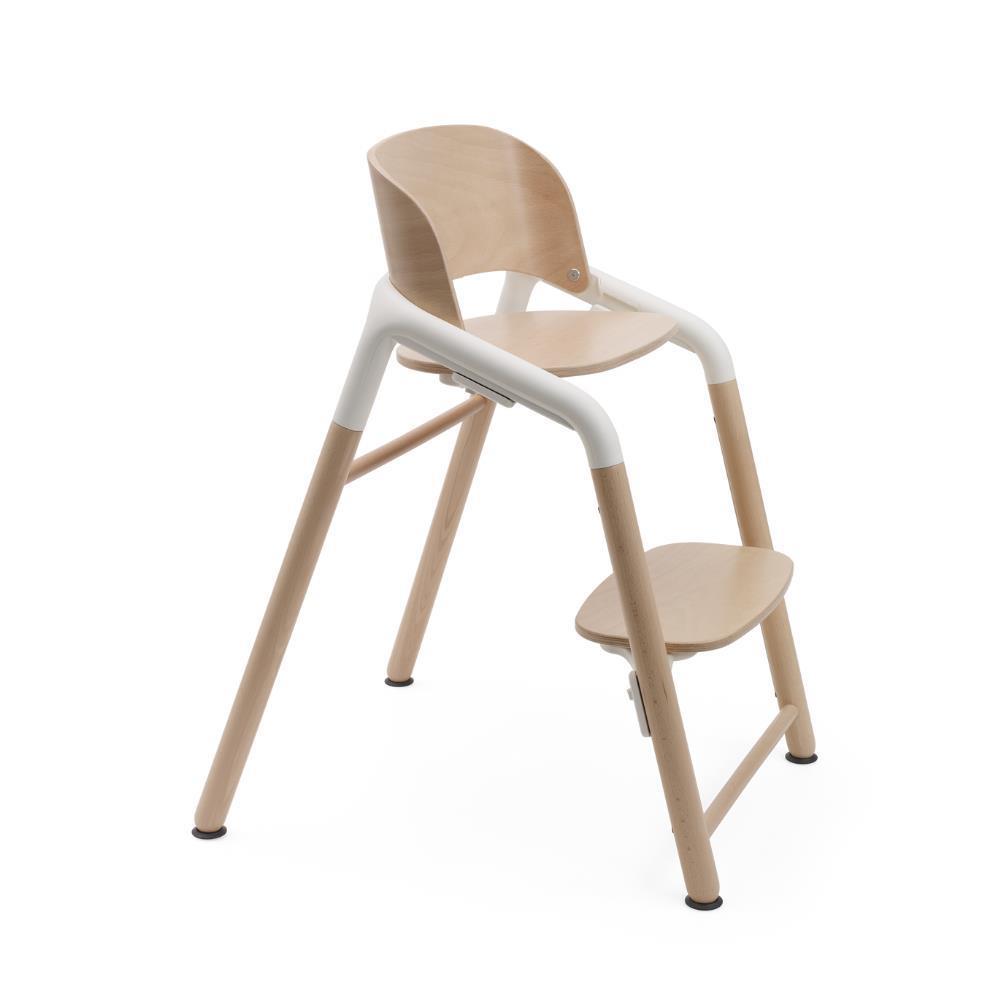 Silla Papa Bugaboo con forma de jirafa, madera neutra/blanco polar.