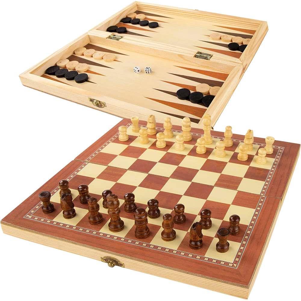 3 in 1 Chess/Checkers/Backgammon Board 65 Pieces