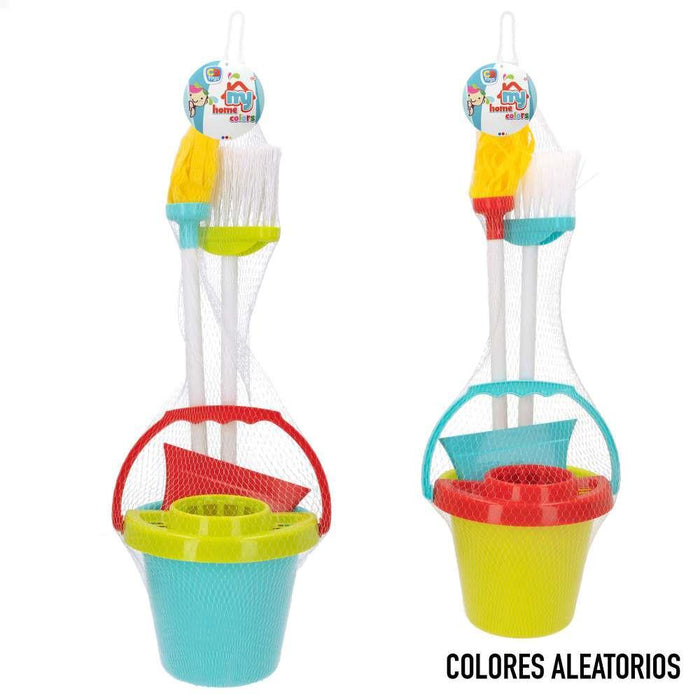 Balde com Esfregona Pá e Vassoura