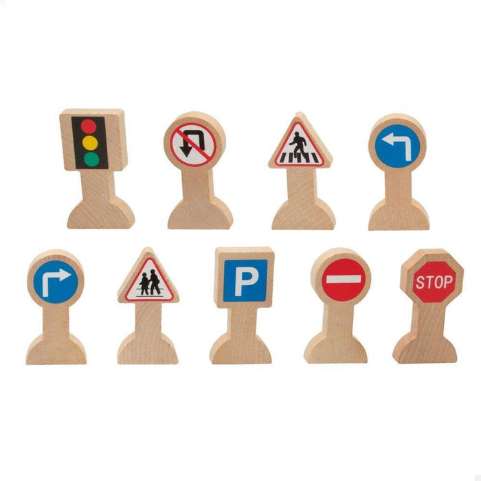 Vehículos y Señales de Tráfico de Madera 15 Piezas
