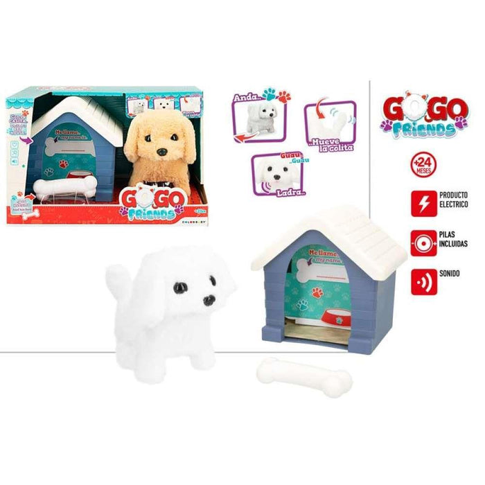 Cão de Peluche GoGo Friends que Anda e Ladra com Casota e Osso