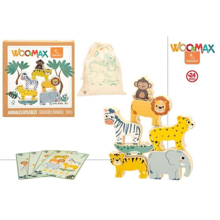 Jogo de Equilíbrio em Madeira Animais da Selva