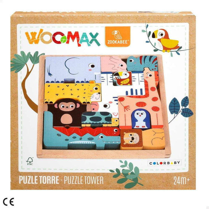 Puzzle e Jogo de Equilíbrio em Madeira Animais da Selva