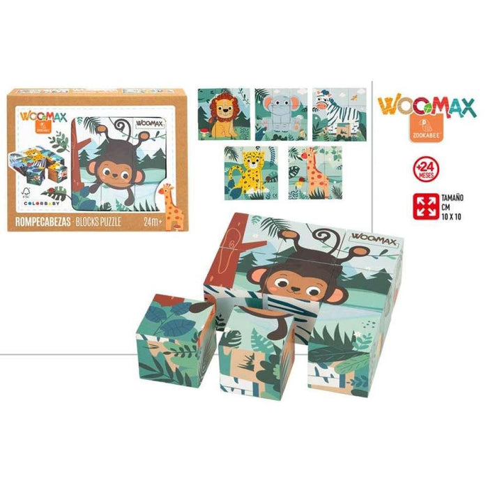 Puzzle de Cubos em Madeira Animais da Selva