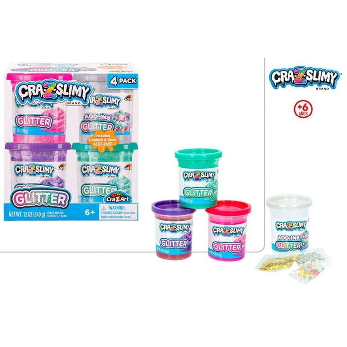 4 botes de limo y purpurina