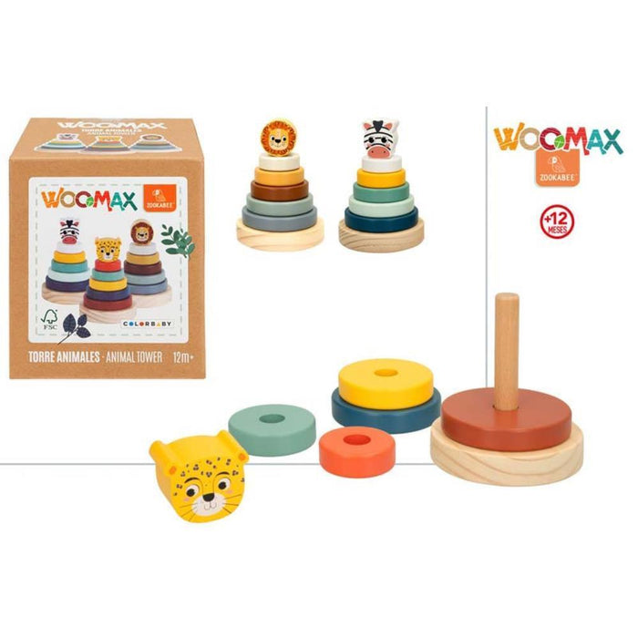 Torre Apilable Animales De La Selva De Madera Zookabee