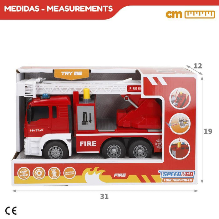 Camião dos Bombeiros com Bomba de Água, Sistema de Fricção, Luz e Som 1:14