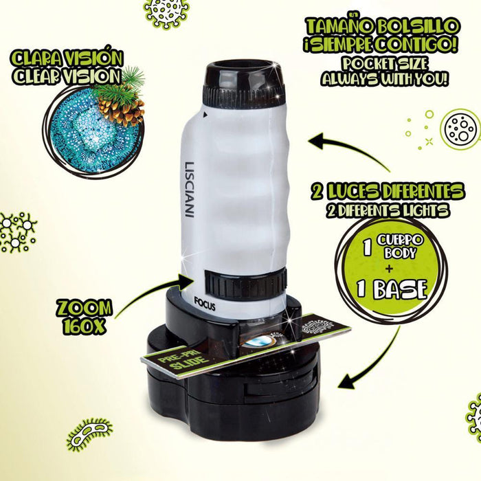 Mini Microscópio Elétrico 2 em 1