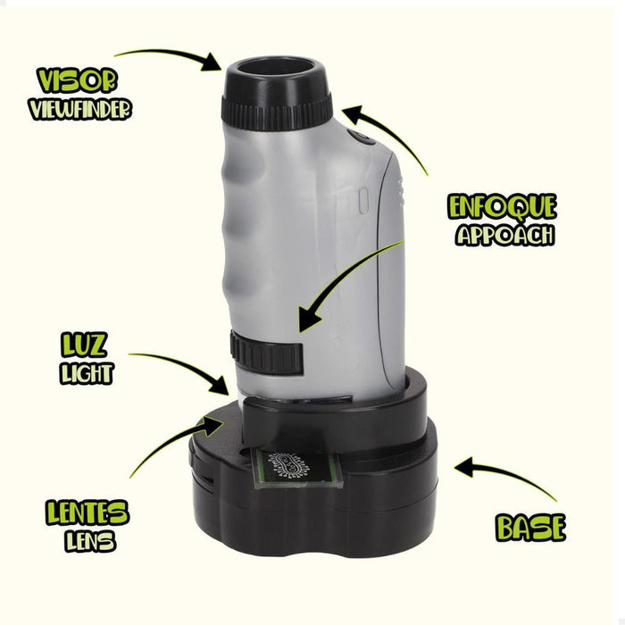 Mini Microscópio Elétrico 2 em 1