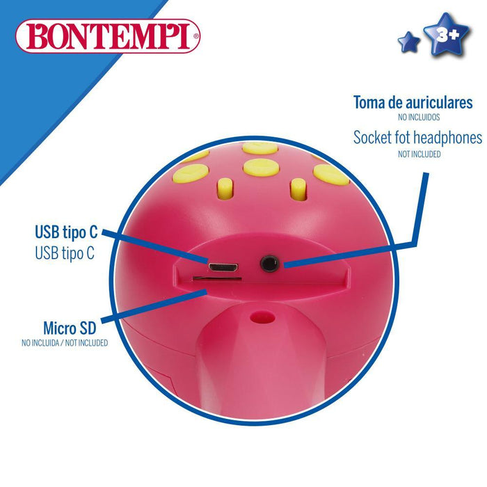 Microfone Karaoke Bontempi com Wireless Rosa