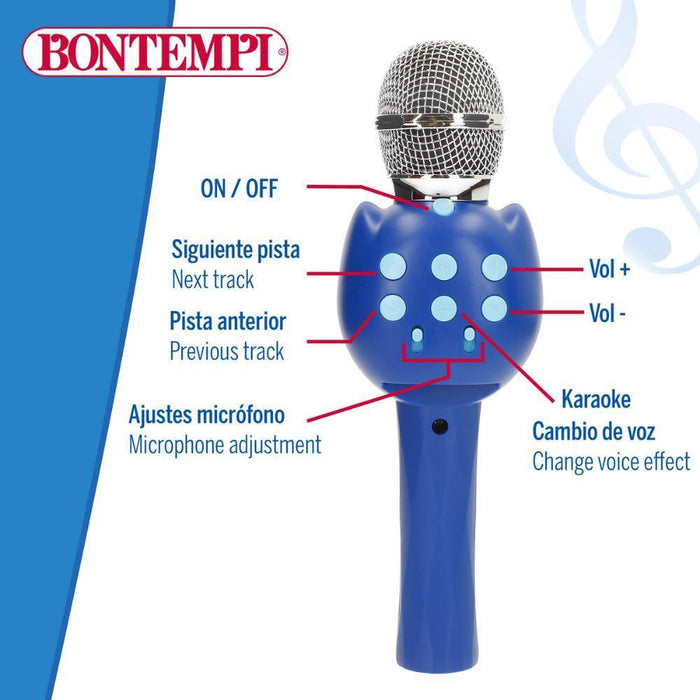 Microfone Karaoke Bontempi com Wireless Azul