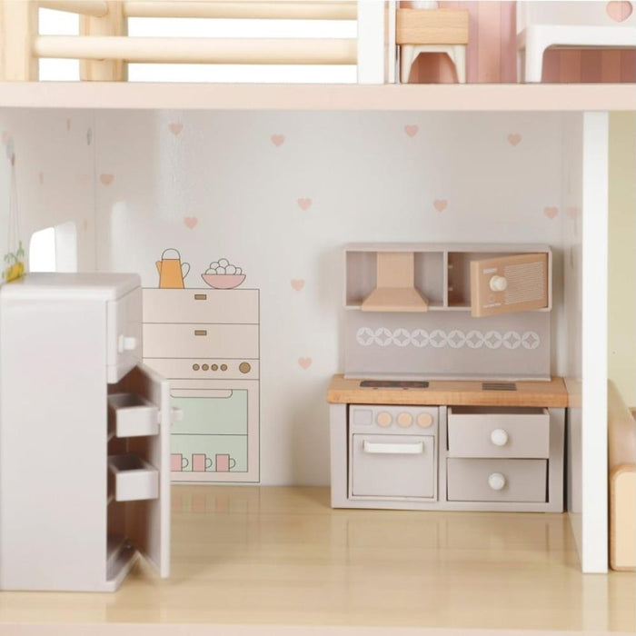Casa de Bonecas Woomax Pastel com Acessórios em Madeira 52cm