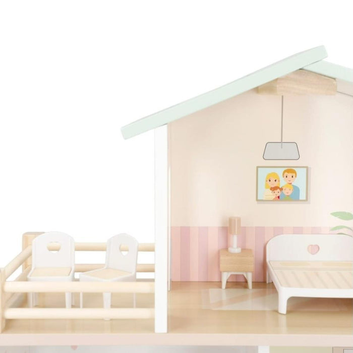 Casa de Bonecas Woomax Pastel com Acessórios em Madeira 52cm