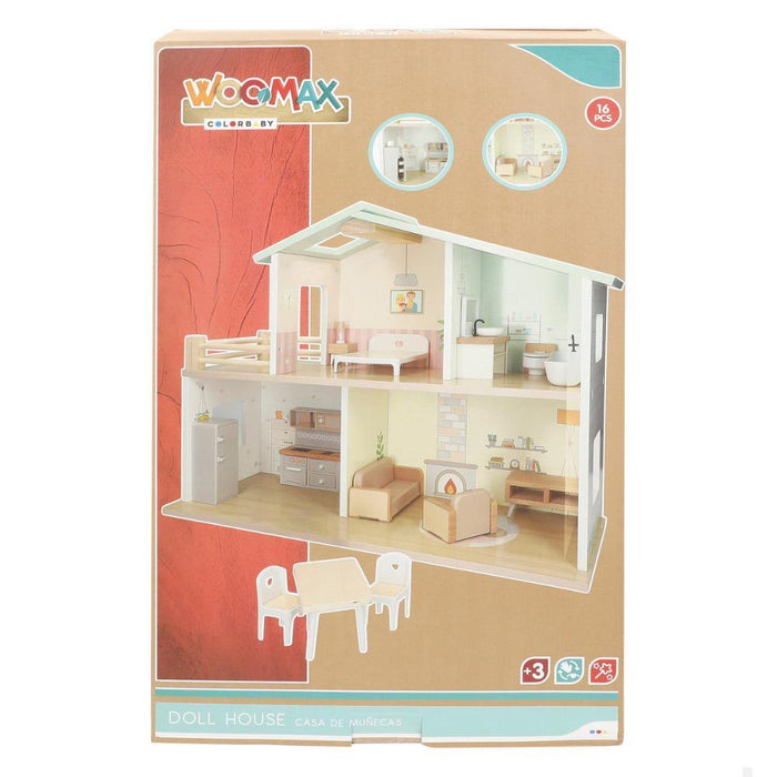 Casa de Bonecas Woomax Pastel com Acessórios em Madeira 52cm