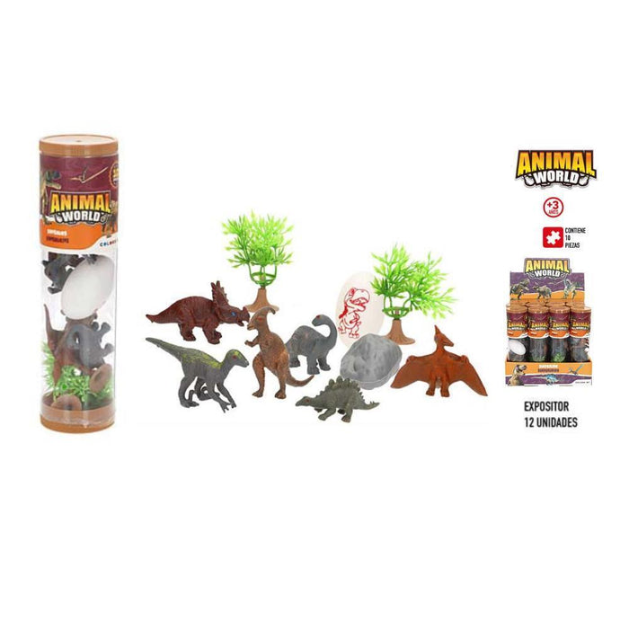 6 Dinossauros Animal World com Tubo