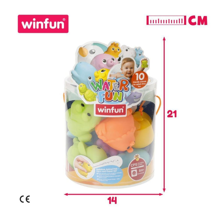 Conjunto de banho Winfun Set com 10 animais da Quinta e Oceano