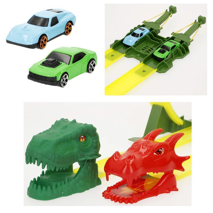 Pista Dupla de Veículos Teamsterz Turbo City Dino Clash